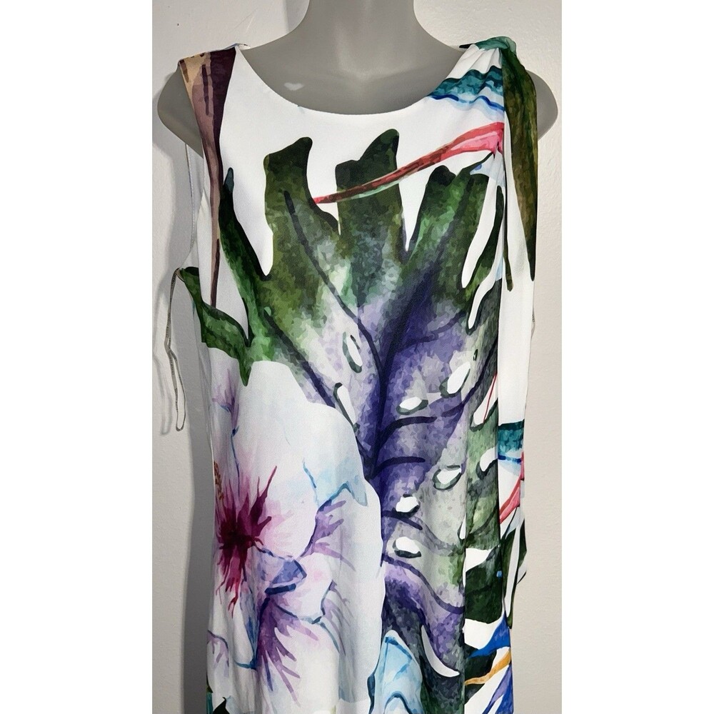 Frank Lyman Tropical Floral Maxi Dress Sz 8 High Low Chiffon Wedding Guest - Picture 4 of 11